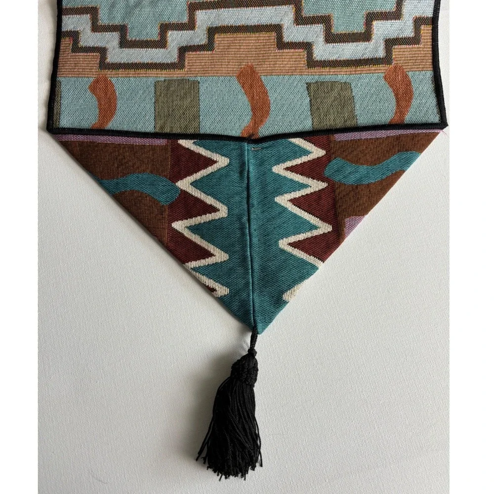 Southwestern‎ Kokopelli Dancer Woven Table Runner Tribal Geometric Tassel 13x72